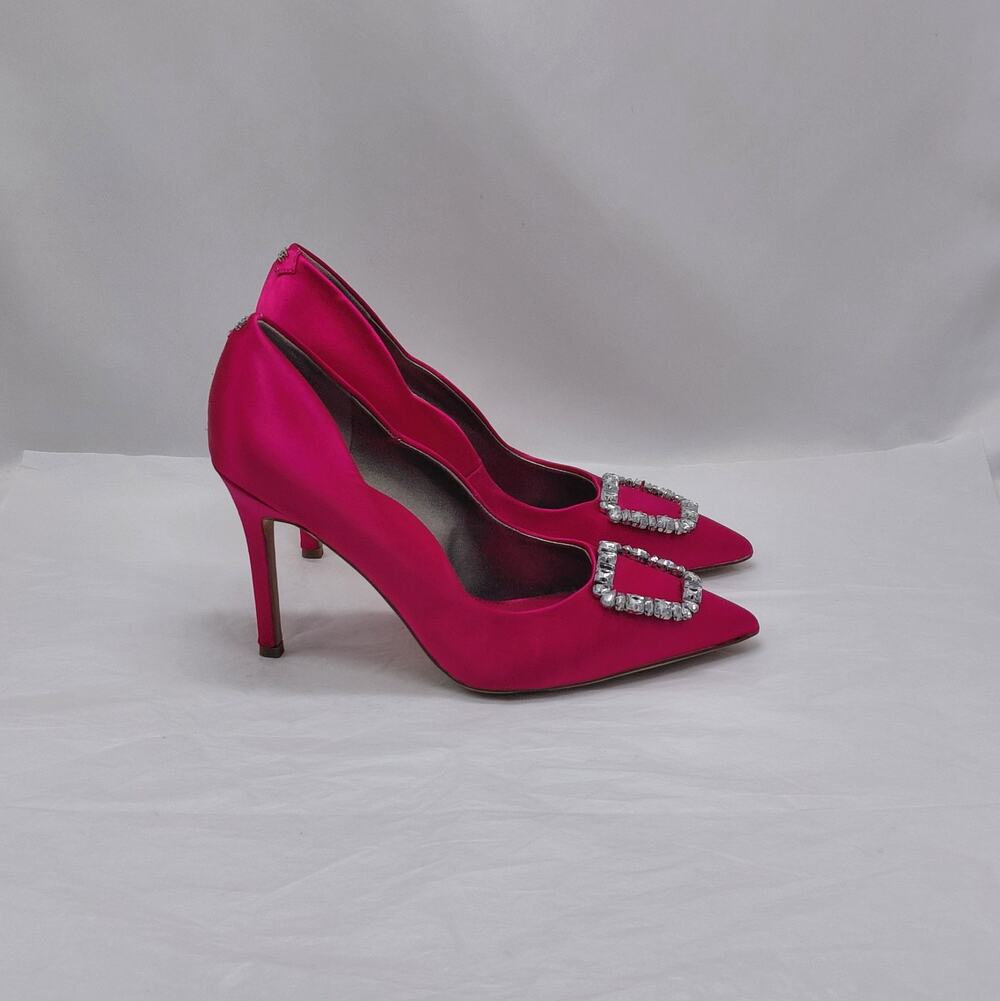 Sam Edelman Womens Pumps Sz 7.5 Pink Satin Rhinestone Heels Formal Wedding Party